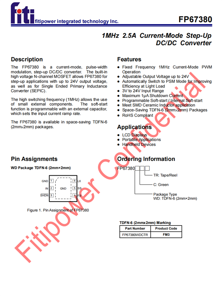 FP67380是一款功能强大的升压DC/DC转换器，适用于各种需要高效、小体积电源转换的应用场景。