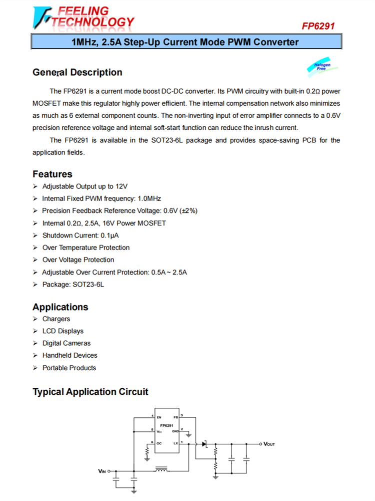 FP6291 AL265 AL279 AL345 AL385 5V/1A 升压IC PWM DC-DC转换器