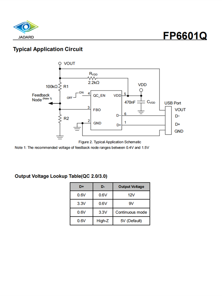 FP6601Q USB专用充电端口控制器IC 快速充电协议和QC 2.0/3.0