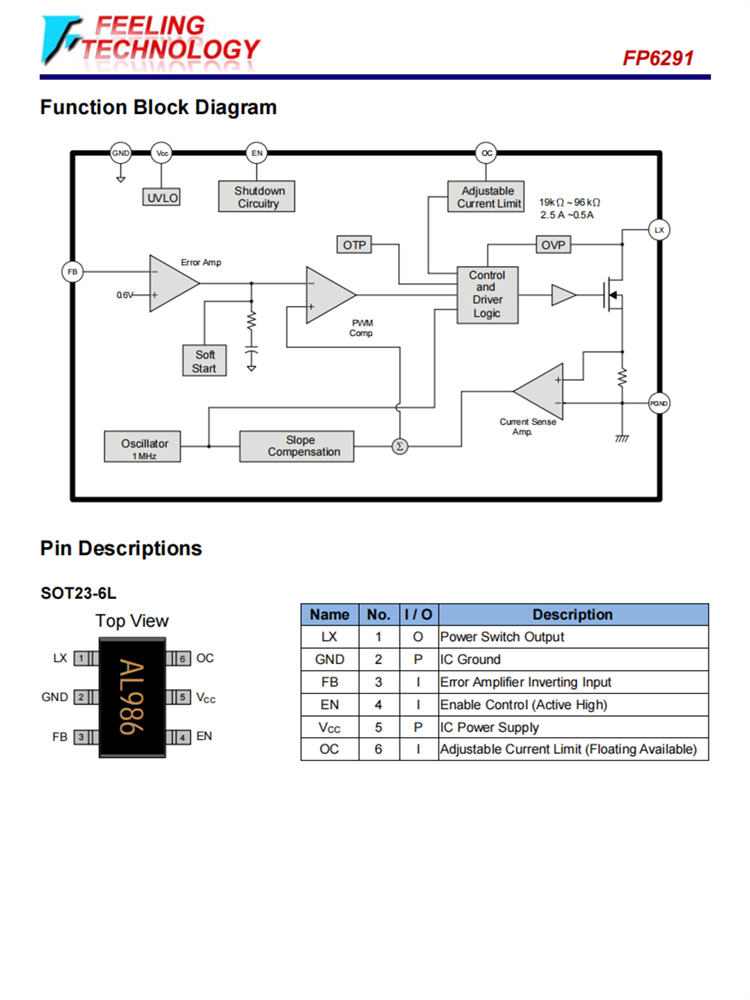 FP6291 AL265 AL279 AL345 AL385 5V/1A 升压IC PWM DC-DC转换器