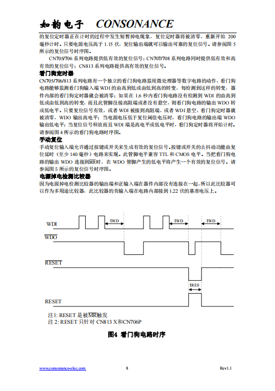 CN708S SOP8封装 输出电压1.15V-6V 用于微处理的电源和电池电压的监测