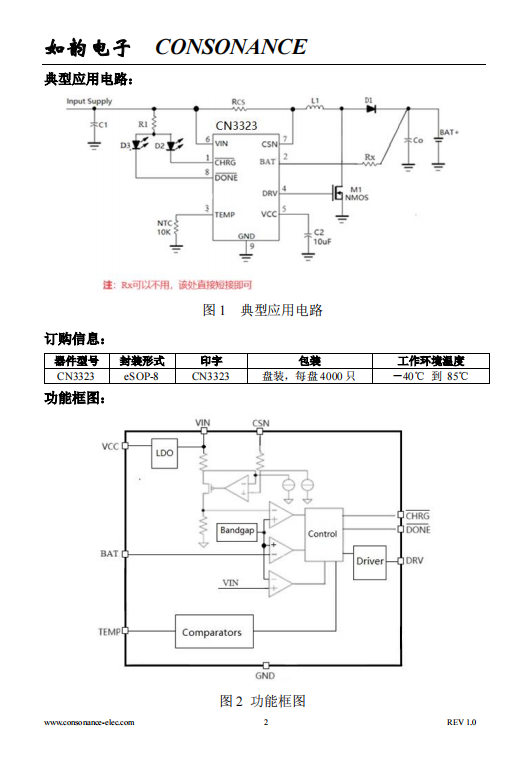 CN3323 PFM升压型三节锂电池充电控制集成电路