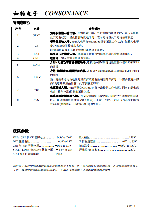 CN3383 PFM升压型三节锂电池充电控制集成电路