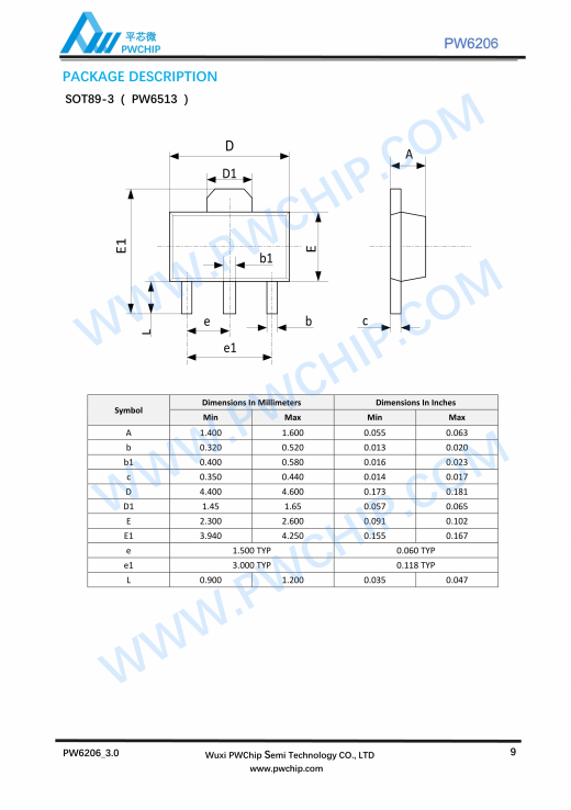 PW6206A33 A50 SOT23-3封装 40V输入150mA LDO线性稳压器芯片