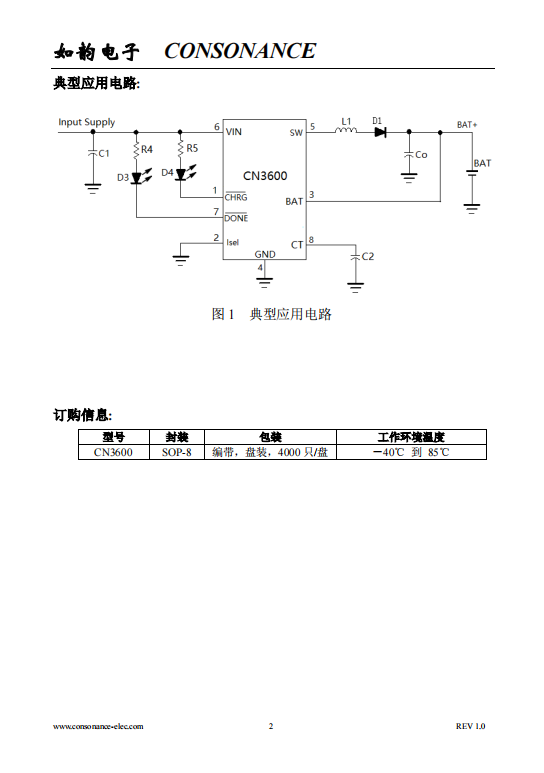CN3600 PFM 降压模式单节镍氢电池充电管理集成电路
