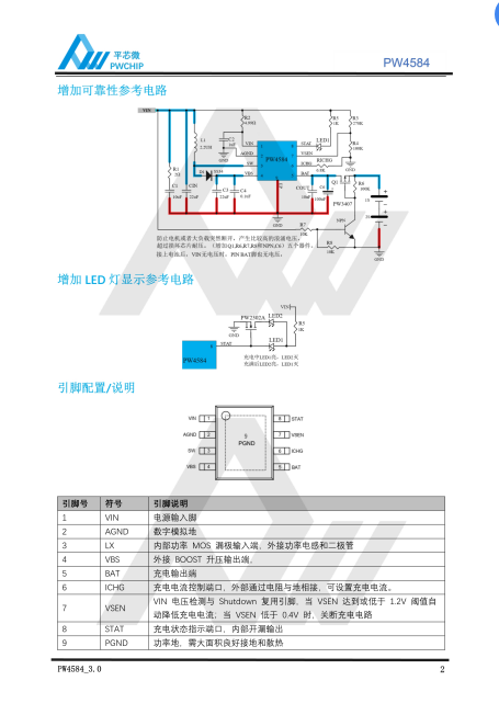 PW4584 ESOP8封装 5.5V输入 1A输出两节锂电池串联升压充电管理IC