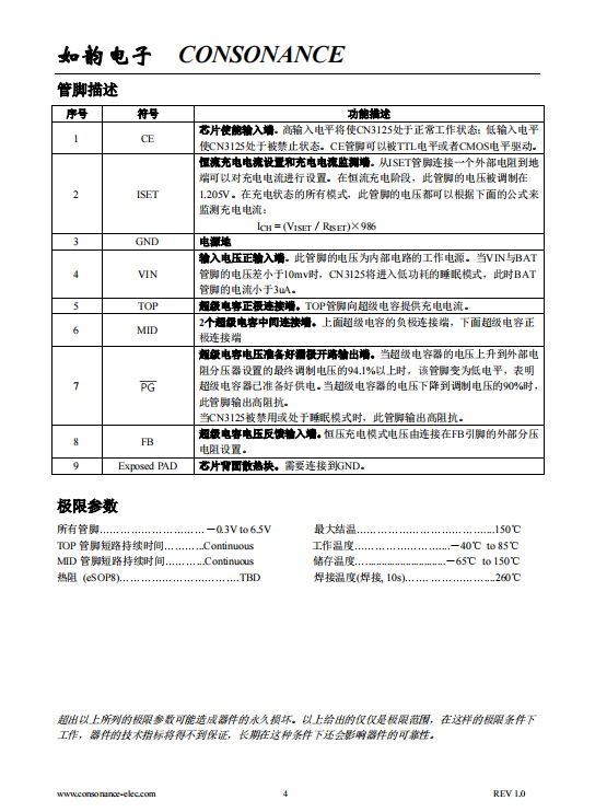 CN3125 具有均衡功能的线性超级电容充电集成电路