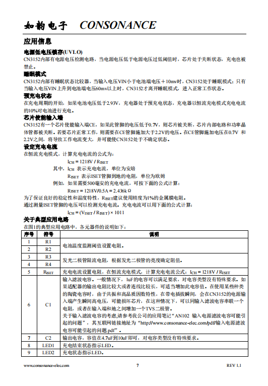 CN3152 对单节锂电池进行恒流/恒压充电管理的集成电路