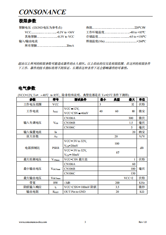 CN106C 高端电流检测运算放大器