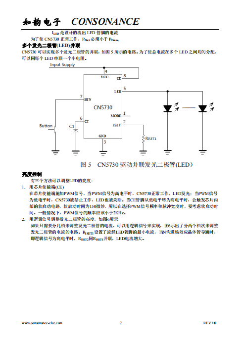 CN5730 多功能高亮度发光二极管(LED)驱动集成电路