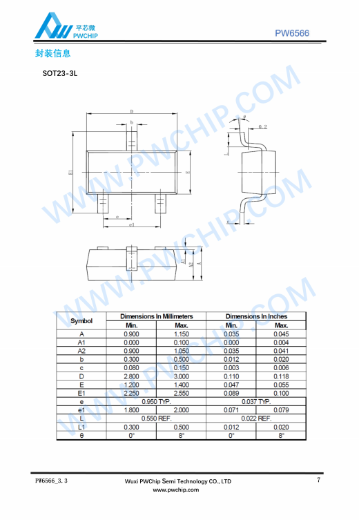 PW6566A/B SOT23-3封装 6V输入 250mA CMOS正电压稳压器芯片