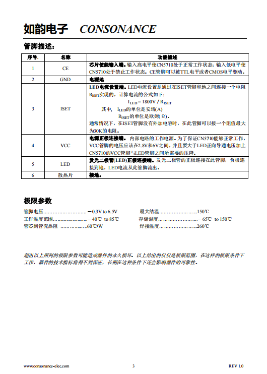 CN5710 高亮度发光二极管(LED)驱动集成电路