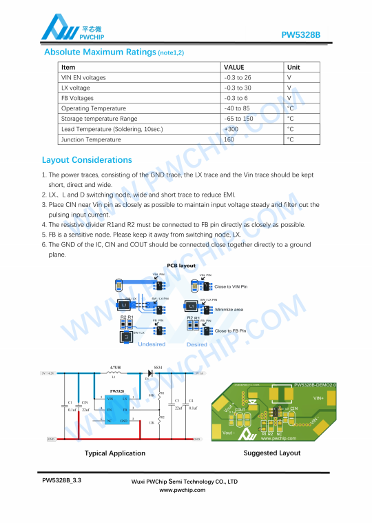 PW5328 5328B SOT23-6封装 16V 24V输入 PWM升压转换器芯片