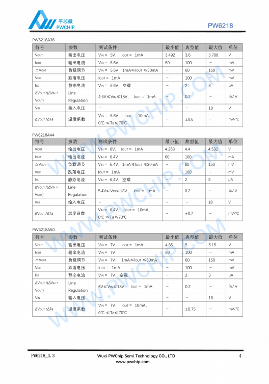 PW6218A30 A33 SOT23-3封装 18V输入 低功耗LDO线性稳压器芯片