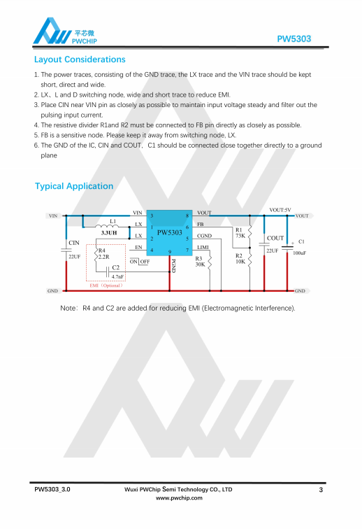 PW5303 ESOP8封装 具有PWM/PSM控制的电流模式升压DC-DC转换器IC