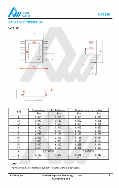PW2320 贴片N-MOS芯片（20V 8A) 适用电池保护装置 全新现货供应
