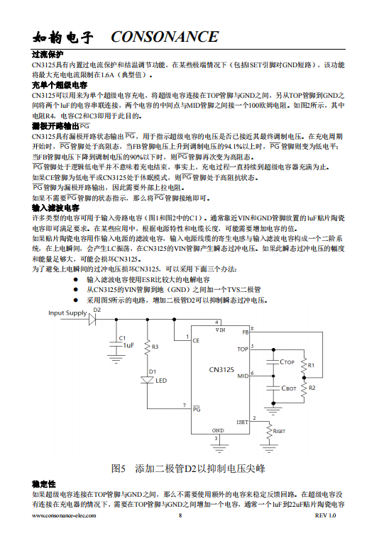 CN3125 具有均衡功能的线性超级电容充电集成电路