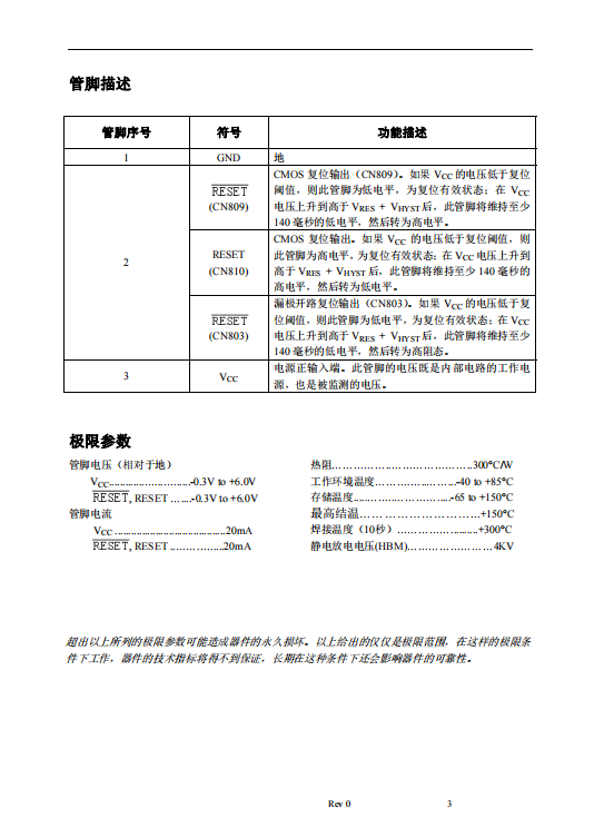 CN809T 监测电源电压或电池电压的微处理器复位电路