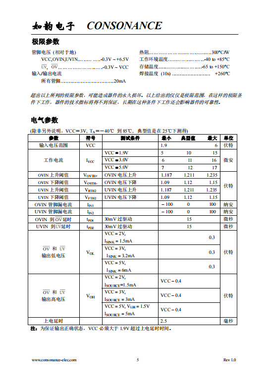 CN305  具有独立过压和欠压输出端的窗口比较器集成电路