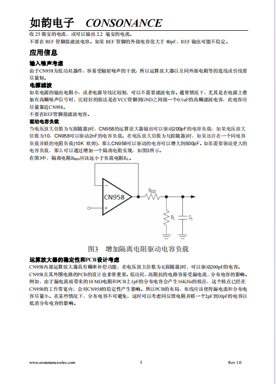 CN958 单电源低功耗运算放大器和基准电压源